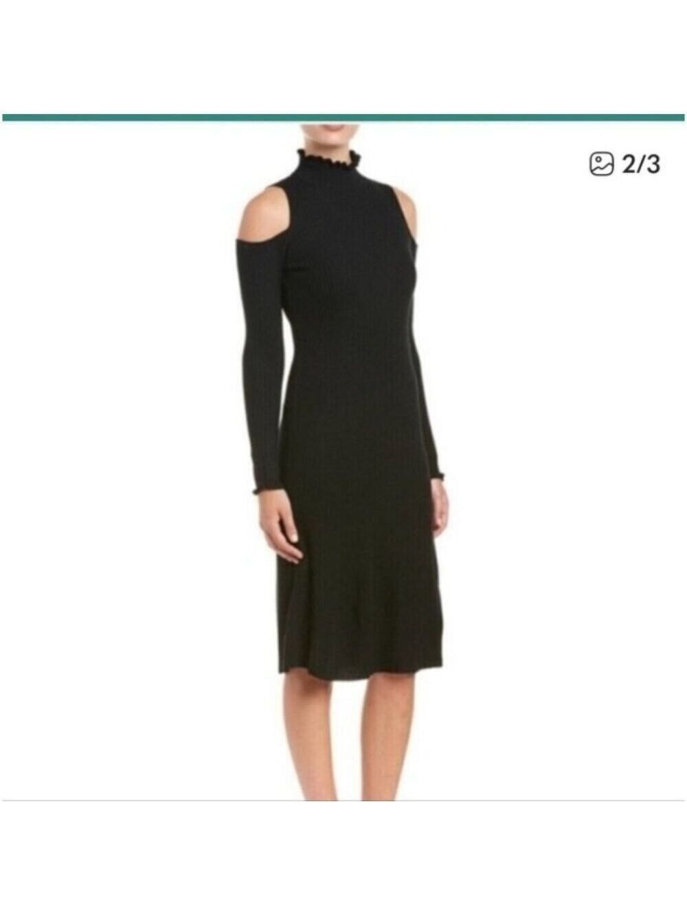 REBECCA TAYLOR | Merino Wool Sweater Dress Cold Shoulders Navy Sz L
